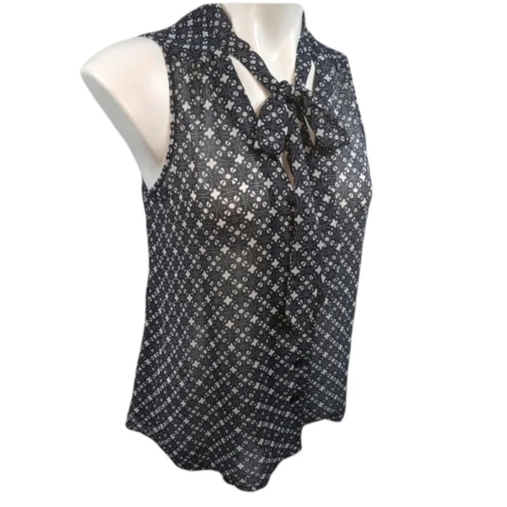 Gap Sheer Sleeveless Tie Front Button Down Sz Sm